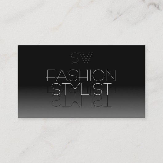 Elegant Black and White Mirror Font met Monogram Visitekaartje (Voorkant)