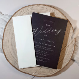 Elegant Black and White Modern Calligraphy Wedding Kaart