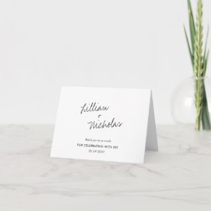 Elegant Black and White Modern Wedding Bedankkaart