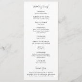 Elegant Black and White Modern Wedding Programmakaart (Achterkant)