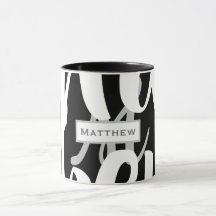 Elegant Black and White Monogram Coffee Mok