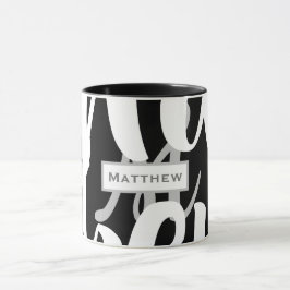Elegant Black and White Monogram Coffee Mok