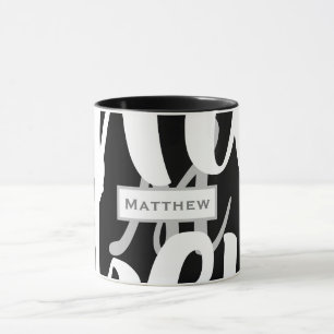Elegant Black and White Monogram Coffee Mok
