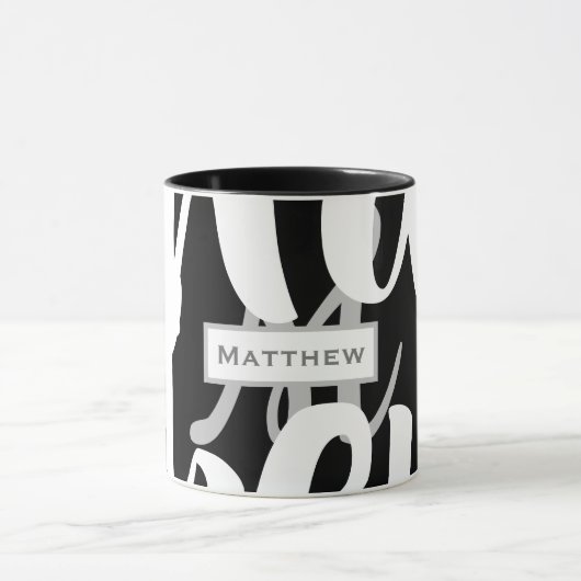 Elegant Black and White Monogram Coffee Mok (Midden)