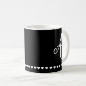 Elegant Black and White Monogram Initiaal Koffiemok (Voorkant rechts)