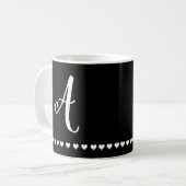 Elegant Black and White Monogram Initiaal Koffiemok (Voorkant links)
