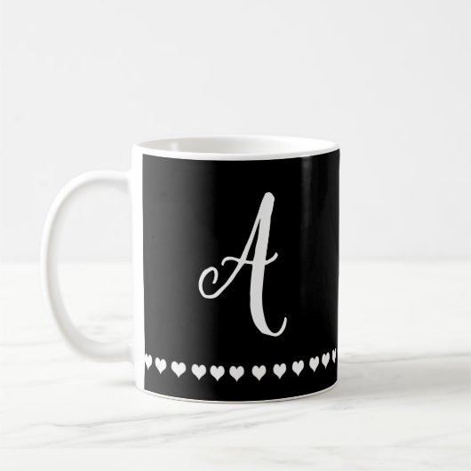 Elegant Black and White Monogram Initiaal Koffiemok (Links)