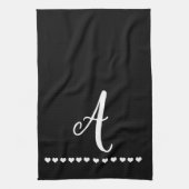 Elegant Black and White Monogram Initiaal Theedoek (Verticaal)