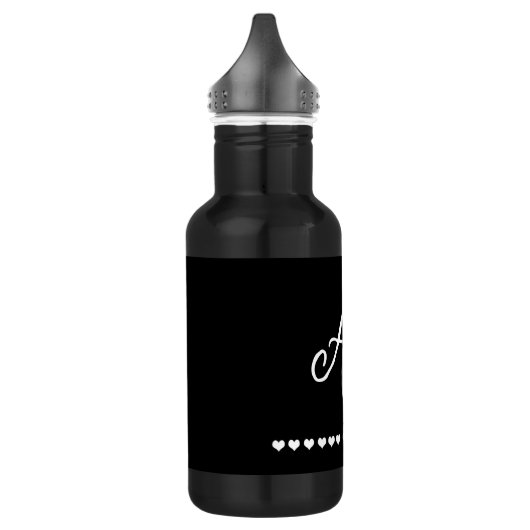 Elegant Black and White Monogram Initiaal Waterfles (Links)