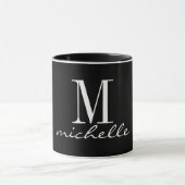 Elegant Black and White Monogram Name Custom Mok (Midden)