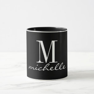 Elegant Black and White Monogram Name Custom Mok
