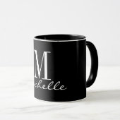 Elegant Black and White Monogram Name Custom Mok (Voorkant rechts)