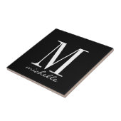 Elegant Black and White Monogram Name Custom Tegeltje (Zijkant)