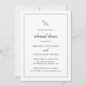 Elegant Black and White Monogram Rehearsal Dinner Kaart (Voorkant)