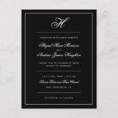 Elegant Black and White Monogram Script Weddenscha Uitnodiging Briefkaart (Voorkant)