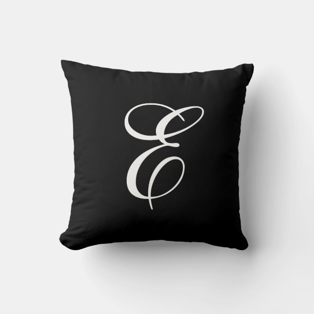 Elegant Black and White Monogram Sierkussen (Voorkant)