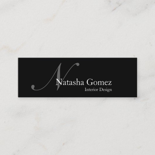 Elegant Black and White Monogram Visitekaartje (Voorkant)