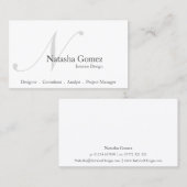 Elegant Black and White Monogram Visitekaartje (Voorkant / Achterkant)