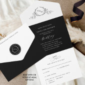 Elegant Black and White Monogram Weddenschap met R All In One Uitnodiging