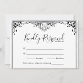 Elegant Black and White Monogram Wedding (Voorkant)