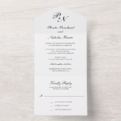 Elegant Black and White Monogram Wedding All In One Uitnodiging (Binnen)