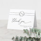 Elegant Black and White Monogram Wedding Bedankkaart