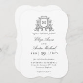 Elegant Black and White Monogram Wedding Kaart (Voorkant / Achterkant)