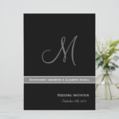 Elegant Black and White Monogram Wedding Kaart (Staand voorkant)
