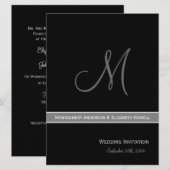 Elegant Black and White Monogram Wedding Kaart (Voorkant / Achterkant)