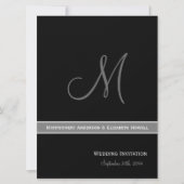 Elegant Black and White Monogram Wedding Kaart (Voorkant)
