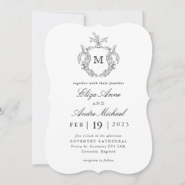 Elegant Black and White Monogram Wedding Kaart