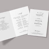 Elegant black and white monogram wedding programma