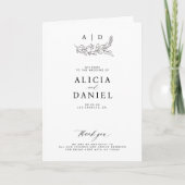 Elegant black and white monogram wedding  programma (Voorkant)