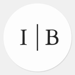 Elegant Black and White Monogram Wedding Ronde Sticker