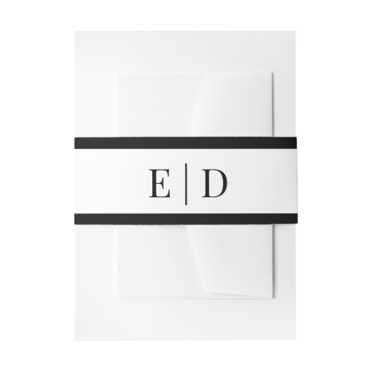 Elegant Black and White Monogram Wedding  Uitnodigingen Wikkel (Voorkant Voorbeeld)