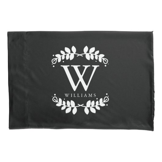 Elegant Black and White Monogramed Kussensloop (Voorkant)
