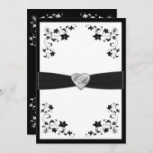 Elegant Black and White Monogrammed Invitation Kaart (Voorkant / Achterkant)