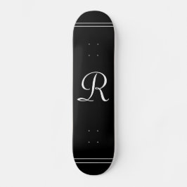 Elegant Black and White Monogrammed Personalized Persoonlijk Skateboard