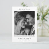 Elegant Black and White Newlywed Photo Wedding Bedankkaart (Staand voorkant)