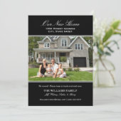 Elegant Black and White Our New Home Photo Movemen Aankondiging (Staand voorkant)