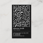 Elegant Black and White Paisley Pattern QR Code Visitekaartje (Voorkant)