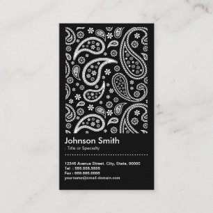 Elegant Black and White Paisley Pattern QR Code Visitekaartje