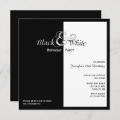 Elegant Black and White Party Kaart (Voorkant / Achterkant)