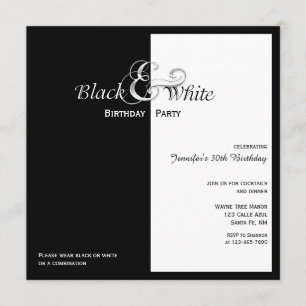 Elegant Black and White Party Kaart
