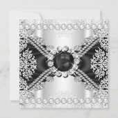 Elegant Black and White Pearl Birthday Party Kaart (Achterkant)