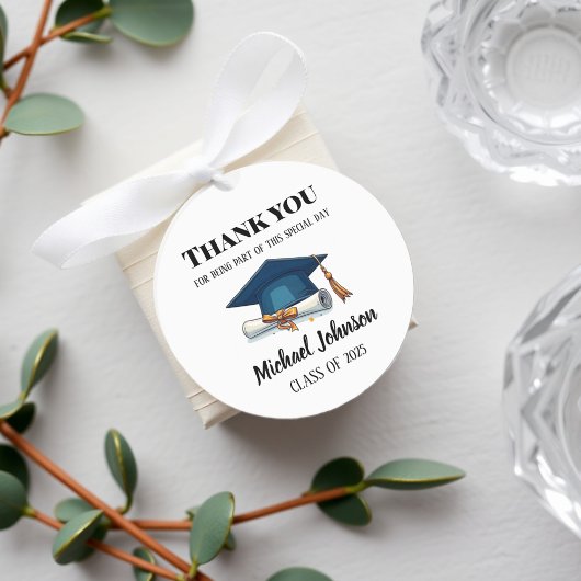 Elegant Black and White Personalized Graduation La Labels