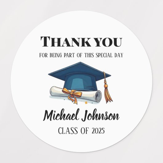 Elegant Black and White Personalized Graduation La Labels (Design 1)
