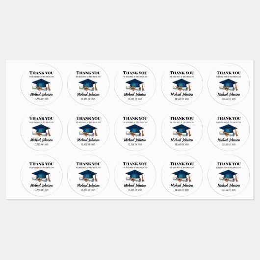 Elegant Black and White Personalized Graduation La Labels (Vel)