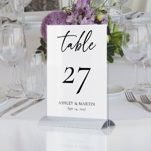 Elegant Black and White Personalized Wedding Kaart
