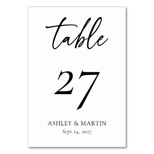 Elegant Black and White Personalized Wedding Kaart (Voorkant)